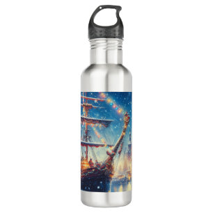Christmas/Winter docked ship 710 Ml Water Bottle
