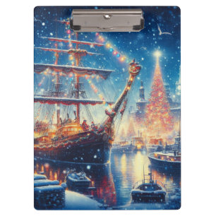Christmas/Winter docked ship Clipboard