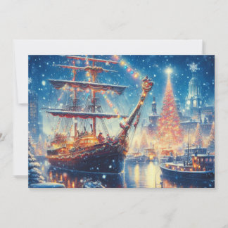 Christmas/Winter docked ship Holiday Card