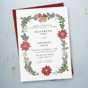 Christmas Winter Elegant Holiday Botanical Wedding Invitation