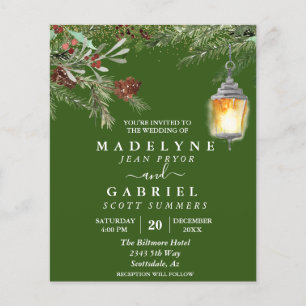 Christmas Winter Elegant Pine Drop Black Wedding Flyer