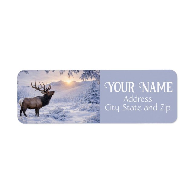 Christmas Winter Elk Beautiful Return Address  (Front)