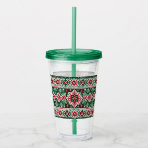 Christmas/Winter fair isle red & green Acrylic Tumbler