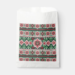 Christmas/Winter fair isle red & green Favour Bags