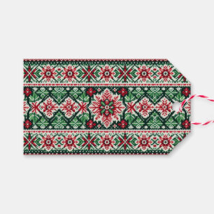 Christmas/Winter fair isle red & green Gift Tags