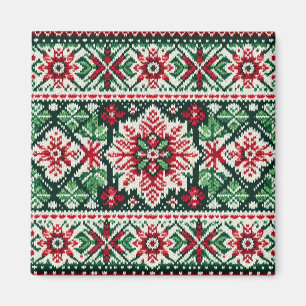 Christmas/Winter fair isle red & green Magnet