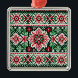Christmas/Winter fair isle red & green Metal Tree Decoration<br><div class="desc">classic</div>