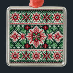 Christmas/Winter fair isle red & green Metal Tree Decoration<br><div class="desc">classic</div>