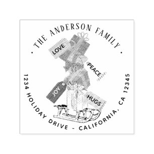 Christmas Winter Festive Family Name Address Self-inking Stamp