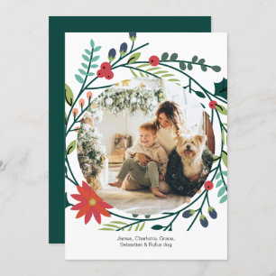 Christmas Winter Foliage Photo Frame Holiday Card