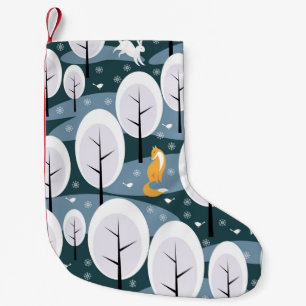 Christmas Winter Forest: Animals Seamless Pattern Small Christmas Stocking