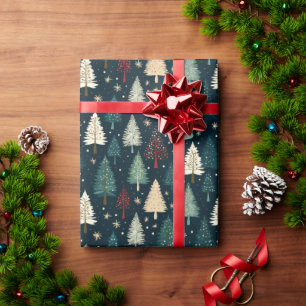 Christmas Winter Forest Dark Pattern Presents  Wrapping Paper