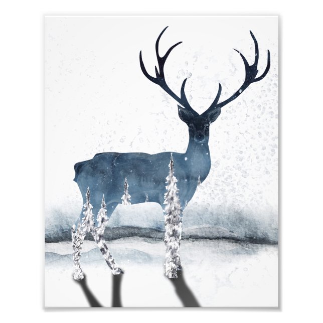 Christmas Winter Forest Deer Poster (Front)