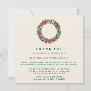 Christmas Winter Forest Elegant Wedding Thank You Invitation