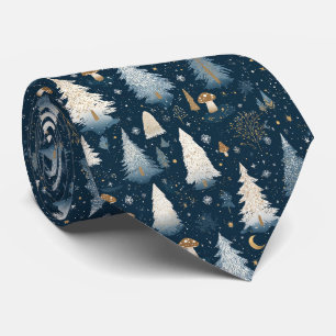 Christmas Winter Forest Pine Tree Pattern Tie