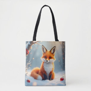 Christmas Winter Fox Tote Bag
