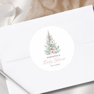 Christmas Winter Girl Baby Shower Classic Round Sticker