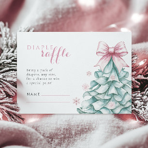 Christmas Winter Girl Baby Shower Diaper Raffle Enclosure Card