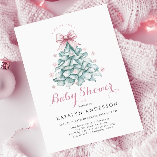 Christmas Winter Girl Baby Shower Invitation (Creator Uploaded)