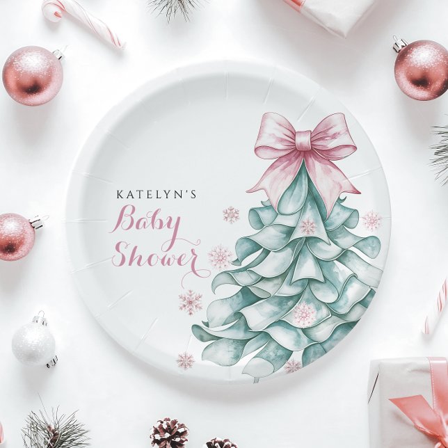 Christmas Winter Girl Baby Shower Paper Plate (Creator Uploaded)