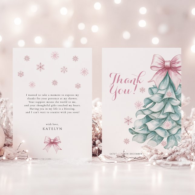 Christmas Winter Girl Baby Shower Thank You Card  (Creator Uploaded)