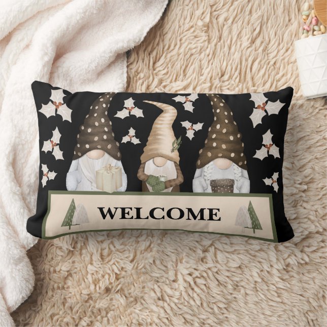 Christmas Winter Gnomes Lumbar Cushion (Blanket)