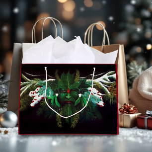 Christmas Winter Green Man Large Gift Bag