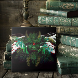 Christmas Winter Green Man  Tile