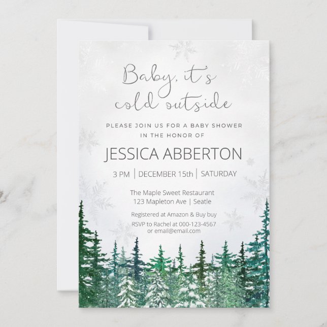 Christmas Winter Greenery baby shower Invitation (Front)