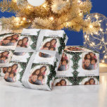 Christmas Winter Greenery Mistletoe Photo Wrapping Paper<br><div class="desc">This delightful Christmas gift wrapping paper showcases a vertical photo within a rounded frame,  adorned with a winter foliage mistletoe border. Personalise this elegant gift wrap with your favourite photo and name, .</div>