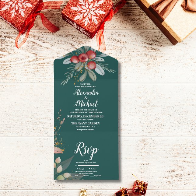 Christmas Winter Greenery Wedding All In One Invitation (Creator Uploaded)