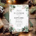 Christmas Winter Greenery Wedding Invitation<br><div class="desc">This Christmas Winter Greenery Wedding Invitation is a beautiful way to invite your loved ones to celebrate your special day! The design with eucalyptus greenery, pine sprigs, and red berries brings that cosy holiday charm while keeping it elegant and timeless. It’s super easy to edit and make your own—and if...</div>
