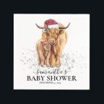 Christmas Winter Highland Cow Calf Baby Shower    Napkin<br><div class="desc">This design may be personalised in the area provided by changing the photo and/or text. Or it can be customised by clicking Personalise this Template and then choosing the click to customise further option and delete or change the colour of the background, add text, change the text colour or style,...</div>
