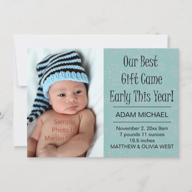 Christmas Winter Holiday Birth Announcements (Front)