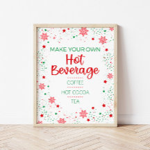 Christmas Winter Holiday Hot Beverage Bar Sign
