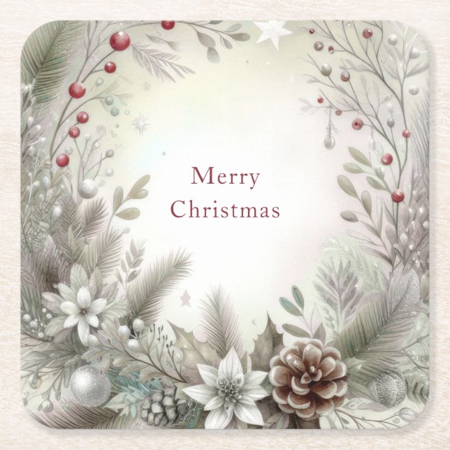 Christmas Winter Holiday Paper Coaster (Front)