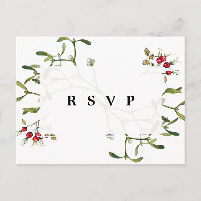 christmas winter holiday wedding rsvp postcard (Front)