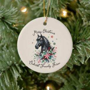 Christmas Winter Horse Equestrian Ceramic Tree Decoration