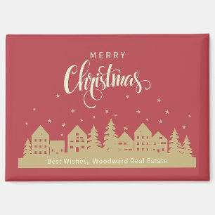 Christmas Winter Houses Real Estate Personalised Magnet
