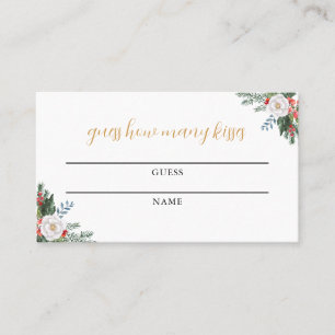 Christmas Winter How Many Kisses Bridal Shower Place Card