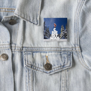 Christmas winter landscape 15 cm square badge