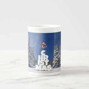 Christmas winter landscape bone china mug