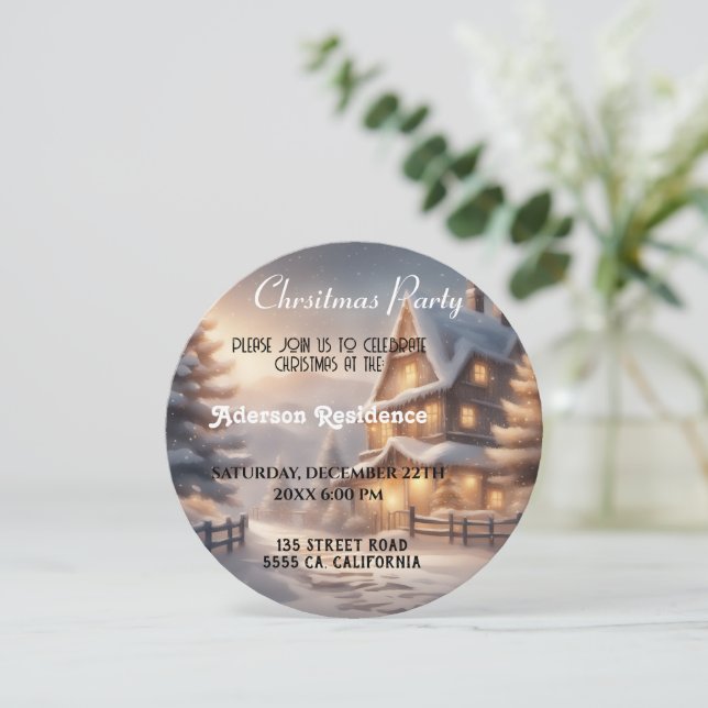 Christmas Winter Landscape  Christmas Party Invitation (Standing Front)