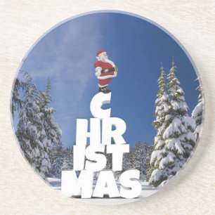 Christmas winter landscape coaster