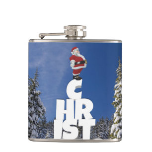 Christmas winter landscape hip flask