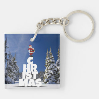 Christmas winter landscape key ring