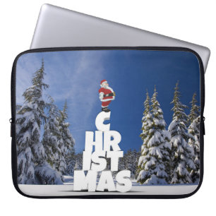 Christmas winter landscape laptop sleeve