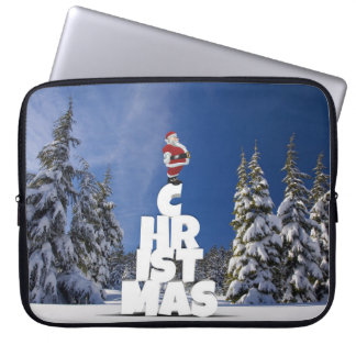 Christmas winter landscape laptop sleeve
