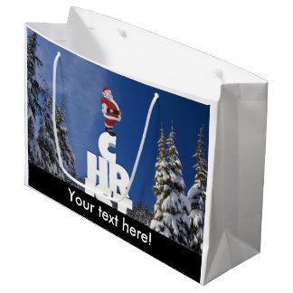 Christmas winter landscape large gift bag