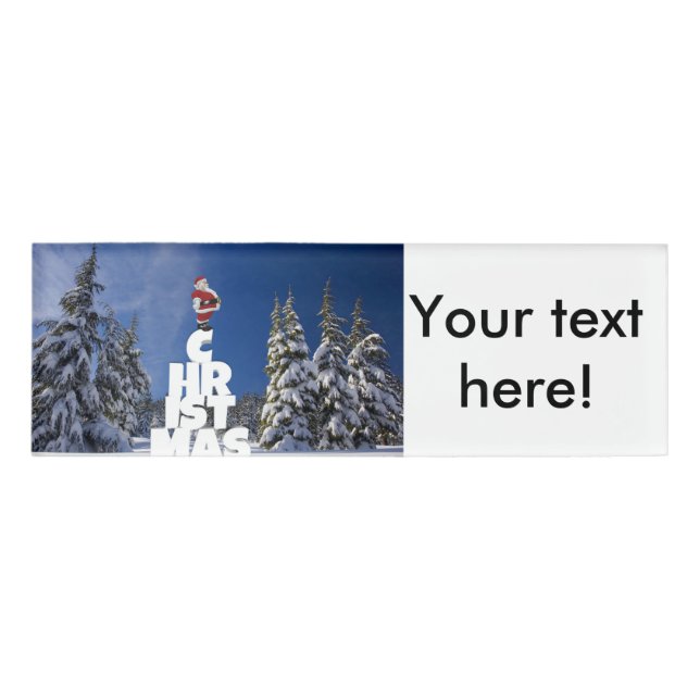 Christmas winter landscape name tag (Front)